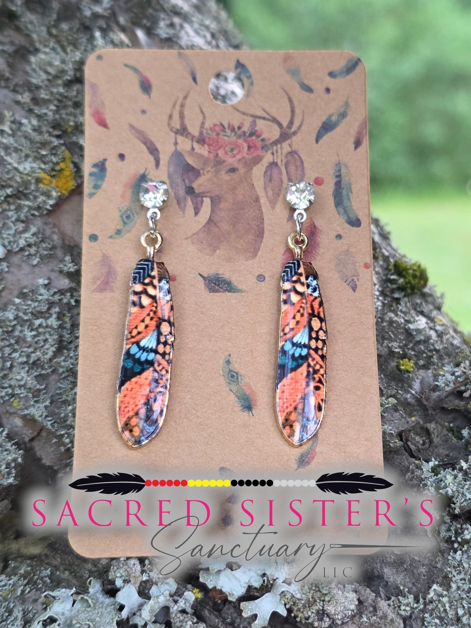 Monarch Butterfly Feather Drop Earrings by OGIMAAKWE-AMANDA