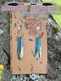 Aurora Galaxy Feather Drop Earrings with Porcupine Quill by OGIMAAKWE-AMANDA
