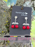 Sparkling Cherry Earrings with Diamond Accent by OGIMAAKWE-AMANDA