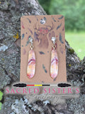 Cream Tan & Brown Watercolor Feather Drop Earrings by OGIMAAKWE-AMANDA